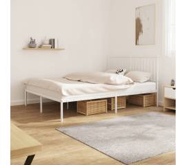 Cadru de pat cu tăblie, alb, 196x142x90,5 cm, oțel