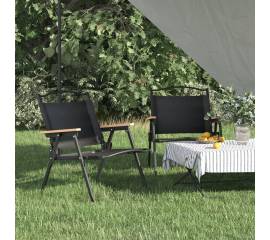 Scaune de camping, 2 buc., negru, 54x43x59 cm, țesătură oxford