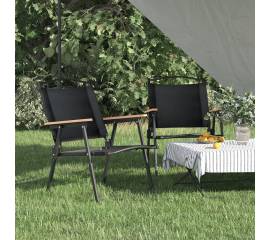 Scaune de camping, 2 buc., negru, 54x55x78 cm, țesătură oxford