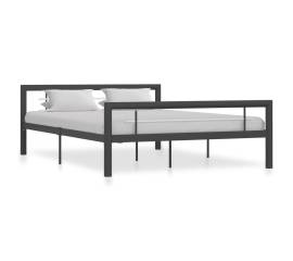Cadru de pat, gri și alb, 160 x 200 cm, metal