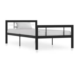Cadru de pat, negru și alb, 100 x 200 cm, metal