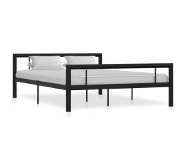 Cadru de pat, negru și alb, 120 x 200 cm, metal