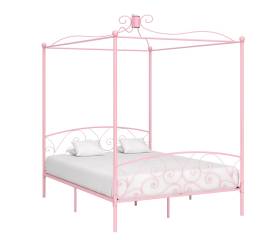 Cadru de pat cu baldachin, roz, 180 x 200 cm, metal
