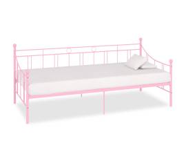Cadru pat de zi, roz, 90 x 200 cm, metal