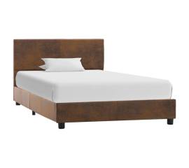 Cadru de pat, maro, 100x200 cm, piele întoarsă ecologică