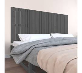 Tăblie de pat pentru perete, gri, 204x3x90 cm, lemn masiv pin