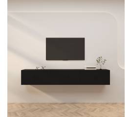 Dulapuri tv montate pe perete, 3 buc., negru, 80x34,5x40 cm