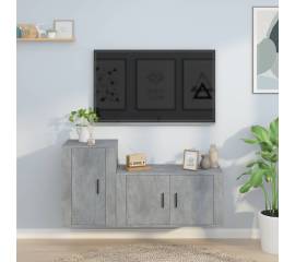 Set dulap tv, 2 piese, gri beton, lemn prelucrat