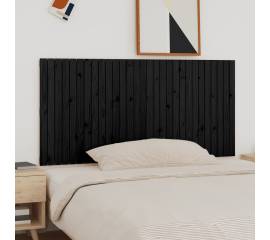 Tăblie de pat pentru perete, negru, 185x3x90 cm, lemn masiv pin