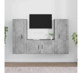 Set dulapuri tv, 3 piese, gri beton, lemn prelucrat