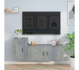 Set dulap tv, 2 piese, gri beton, lemn prelucrat