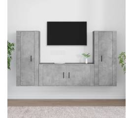 Set dulapuri tv, 3 piese, gri beton, lemn prelucrat