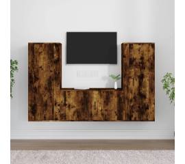 Set dulapuri tv, 3 piese, stejar fumuriu, lemn prelucrat