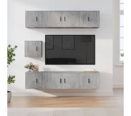 Set dulapuri tv, 7 piese, gri beton, lemn prelucrat