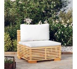 Canapea de mijloc pentru grădină cu perne crem, lemn masiv pin