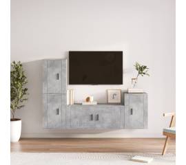Set dulap tv, 4 piese, gri beton, lemn prelucrat