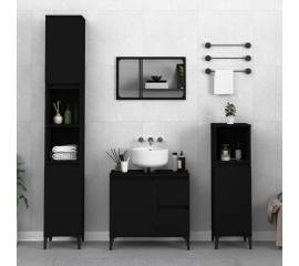 Dulap de baie, negru, 65x33x60 cm, lemn prelucrat