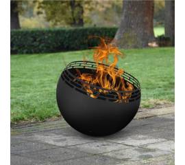 Esschert design bol pentru foc, negru, cu dungi