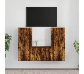 Set dulapuri tv, 3 piese, stejar fumuriu, lemn prelucrat