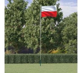 Steag polonia și stâlp din aluminiu, 6,23 m