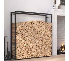 Suport pentru lemne de foc, negru mat, 110x28x116 cm, oțel