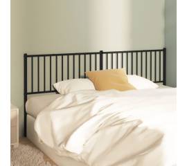 Tăblie de pat metalică, negru, 198x3x90 cm