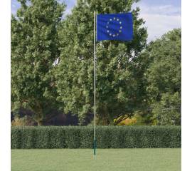 Steag europei și stâlp din aluminiu, 6,23 m