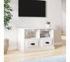 Comodă tv, alb extralucios, 80x35x50 cm, lemn prelucrat