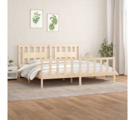 Cadru de pat cu tăblie 200x200 cm, lemn masiv de pin