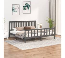 Cadru pat cu tăblie 200x200 cm, gri, lemn masiv de pin