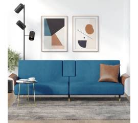 Canapea extensibilă cu suporturi de pahare, albastru, catifea