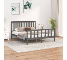 Cadru de pat cu tăblie king size 5ft, gri, 150x200 cm, lemn pin
