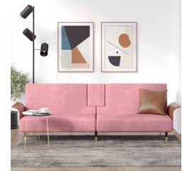 Canapea extensibilă cu suporturi de pahare, roz, catifea