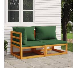 Set canapea de grădină, 2 piese, cu perne, lemn masiv de acacia