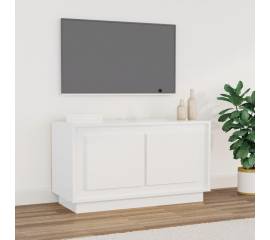 Comodă tv, alb extralucios, 80x35x45 cm, lemn prelucrat