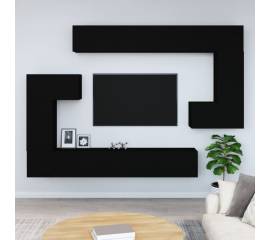 Dulap tv montat pe perete, negru, lemn prelucrat