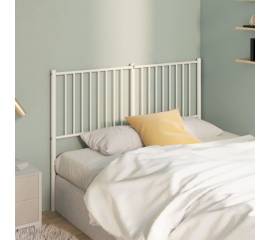 Tăblie de pat metalică, alb, 146x3x90 cm