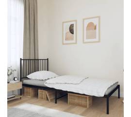 Cadru de pat din metal cu tăblie, negru, 100x200 cm