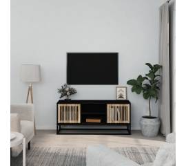 Comodă tv, negru, 105x30x45 cm, lemn prelucrat & fier