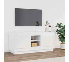 Comodă tv, alb extralucios, 102x35x45 cm, lemn prelucrat