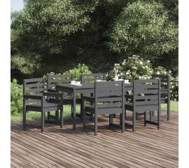 Set cu masă de grădină, 7 piese, gri, lemn masiv de pin