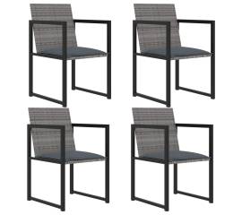 Set mobilier de exterior cu perne, 5 piese, gri, poliratan