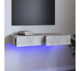 Comodă tv cu lumini led, gri beton, 90x35x15,5 cm