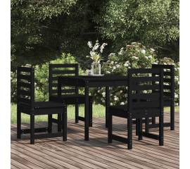 Set de masă pentru grădină, 5 piese, negru, lemn masiv de pin