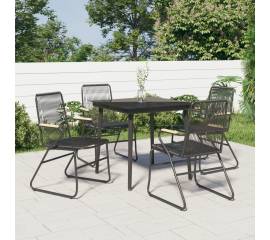 Set mobilier de grădină, 5 piese, negru, ratan pvc