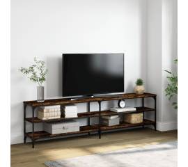 Comodă tv, stejar fumuriu, 180x30x50 cm lemn prelucrat și metal