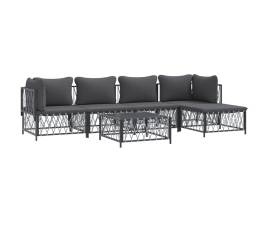 Set mobilier de grădină, 6 piese, cu perne, antracit, oțel