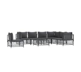 Set mobilier de grădină, 8 piese, cu perne, antracit, oțel