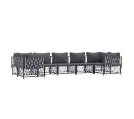 Set mobilier de grădină cu perne, 7 piese, antracit, oțel