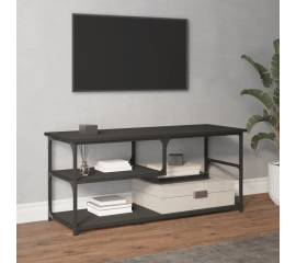 Comodă tv, negru, 103x38x46,5 cm, lemn prelucrat și oțel